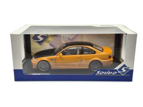 BMW E46 M3 Coupé (2000) – oranžová / čierna – Solido – 1:18