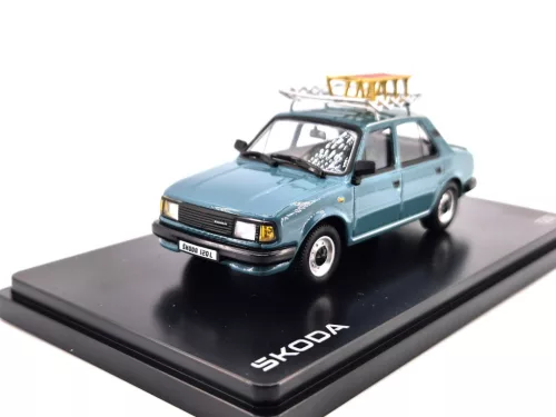 Skoda 120L (1984) - so strešným nosičom a sánkami - tyrkysová - Abrex - model auta 1:43