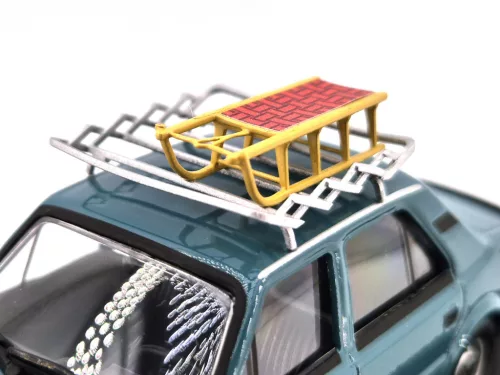 Skoda 120L (1984) - so strešným nosičom a sánkami - tyrkysová - Abrex - model auta 1:43