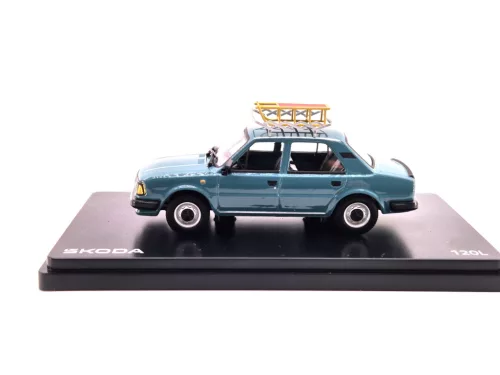 Skoda 120L (1984) - so strešným nosičom a sánkami - tyrkysová - Abrex - model auta 1:43