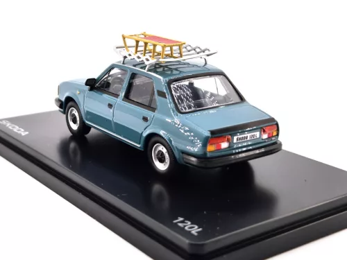 Skoda 120L (1984) - so strešným nosičom a sánkami - tyrkysová - Abrex - model auta 1:43