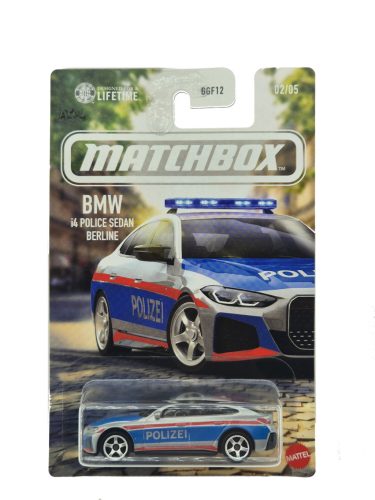 BMW i4 Police sedan Berline - policajné auto - Matchbox - 1:64 model auta