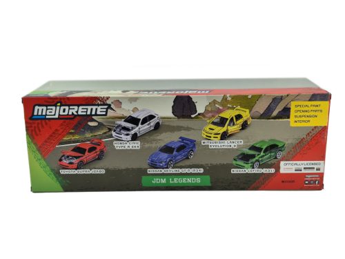 JDM Legends - 5-dielna sada - Honda Civic Type R (EK9) - Nissan Cefiro (A31) - Nissan Skyline GT-R (R34) - Toyota Supra JZA80 - Mitsubishi Lancer Evolution IX - Majorette - 1:64 model set