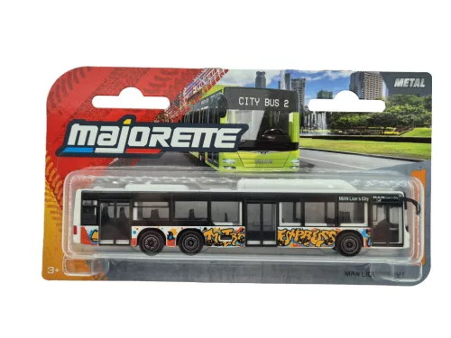 MAN Lion's City C - modrý graffiti dizajn - autobus - Majorette - 1:64 model
