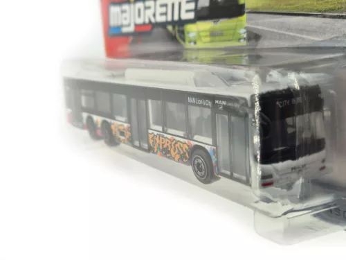 MAN Lion's City C - modrý graffiti dizajn - autobus - Majorette - 1:64 model