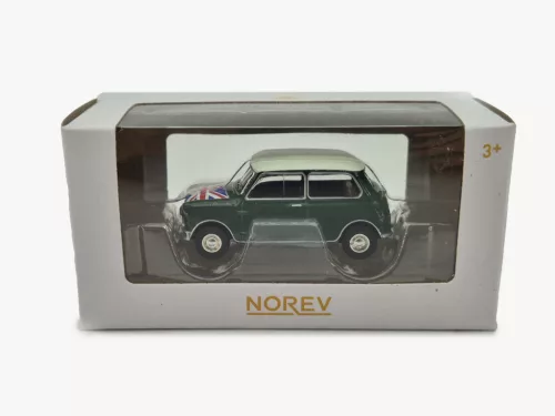 Mini Cooper S (1964) - mandľovo zelená, dekor vlajky - Norev - 1:54 model auta