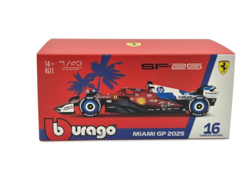 Ferrari SF-25 Team Scuderia F1 #16 (2025) - Miami GP - Charles Leclerc - S JAZDCOM - Bburago - 1:43 model auta