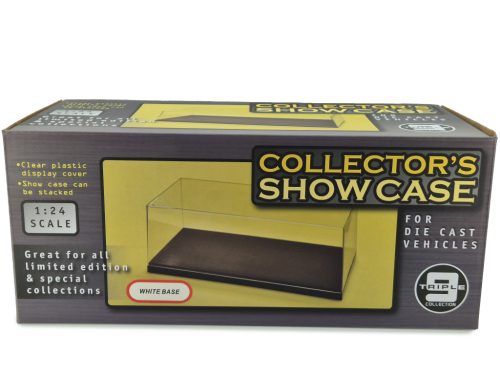 Vitrína / display pre model auta 1:24 (27 × 12,5 × 11 cm) - Triple9 - biely podstavec