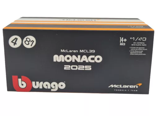 McLaren MCL39 F1 #4 (2025) - Monaco GP - Lando Norris - S JAZDCOM - Bburago - 1:43
