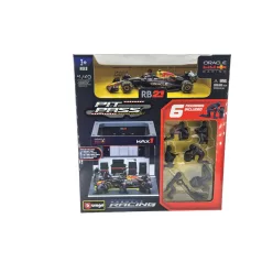   Red Bull Pit Stop - boxová ulička, výmena kolies dioráma - RB21 F1 (2025) - #1 Max Verstappen - s mechanikmi - Bburago - 1:43