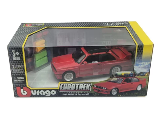 BMW E30 M3 so strešným nosičom a batožinou - Bburago - 1:24