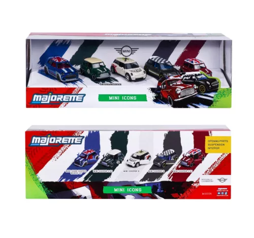 Mini 5-dielna sada / set - Mini John Cooper Works GP - Mini Cooper 1.3 - Mini Cooper S - Mini Cooper S - Mini Cooper 1.3 - Majorette - 1:64