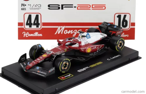Ferrari SF-25 Team Scuderia F1 #16 (2025) - Monza GP - Charles Leclerc - S JAZDCOM - Bburago - 1:43