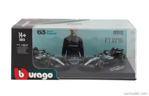 2-dielna sada Mercedes - Mercedes GP W16 F1 #63 (2025) - British GP - George Russell - Bburago - 1:64
