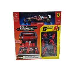   Ferrari Pit Stop - dioráma boxu - SF-25 F1 #44 (2025) - Lewis Hamilton - so mechanikmi - Bburago - 1:43