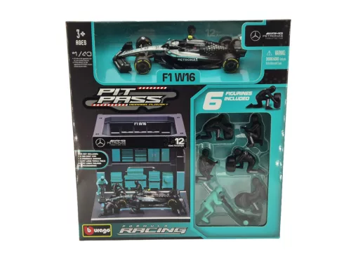 Mercedes Pit Stop - dioráma boxovej uličky - W16 F1 #12 (2025) - Kimi Antonelli - Bburago - 1:43
