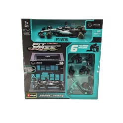  Mercedes Pit Stop - boxová ulička dioráma - W16 F1 #63 (2025) - George Russell - Bburago - 1:43
