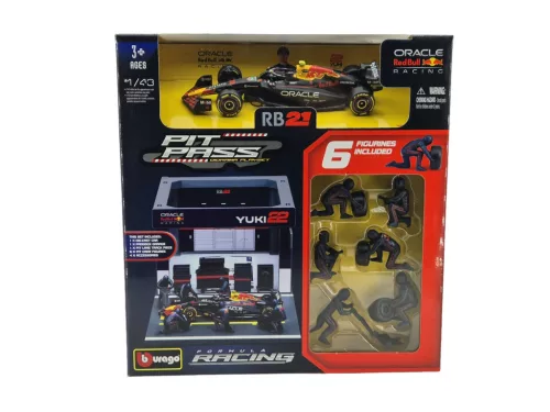 Red Bull Pit Stop - boxová ulička, výmena kolies dioráma - RB21 F1 (2025) - #22 Yuki Tsunoda - Bburago - 1:43