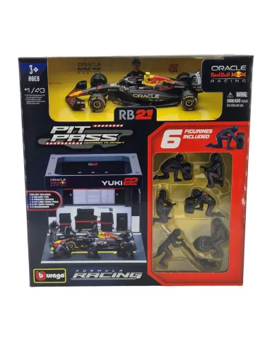 Red Bull Pit Stop - boxová ulička, výmena kolies dioráma - RB21 F1 (2025) - #22 Yuki Tsunoda - Bburago - 1:43