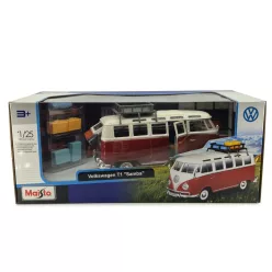   Volkswagen VW T1 Samba (1962) - so strešným nosičom - s batožinou - Maisto - 1:25