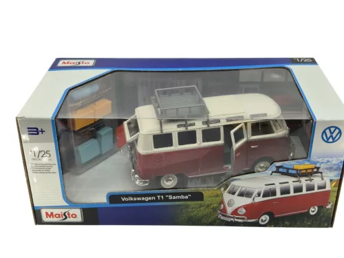 Volkswagen VW T1 Samba (1962) - so strešným nosičom - s batožinou - Maisto - 1:25