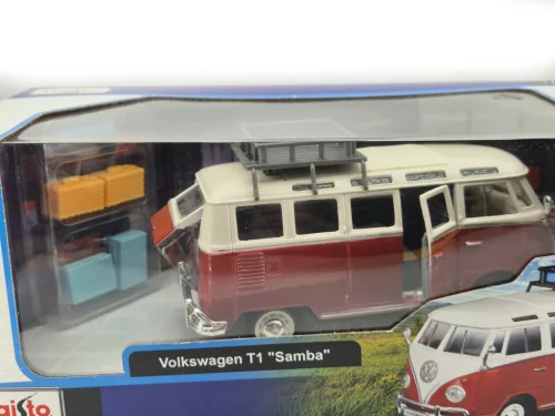 Volkswagen VW T1 Samba (1962) - so strešným nosičom - s batožinou - Maisto - 1:25